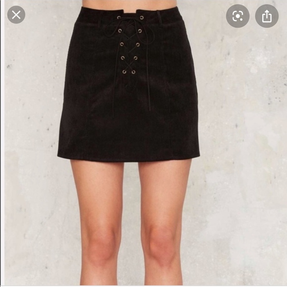 Lace up Corduroy Skirt black!